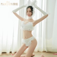 情趣内衣性感吊带三点式花边兔女郎制服套装9227