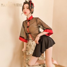 【天猫】曼烟性感透视时尚古风旗袍中国娃娃制服套装9214