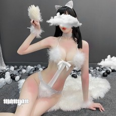 【天猫】网红风曼烟性感可爱毛绒兔女郎cosplay三点式套装1703
