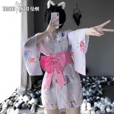 【天猫】网红风曼烟性感恋恋兔日系和服浴袍睡裙套装9580