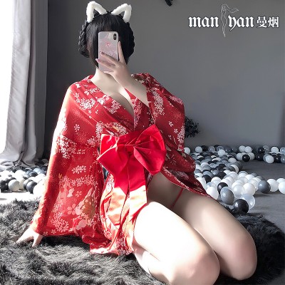 【天猫】网红风曼烟性感恋恋兔日系和服浴袍睡裙套装9580
