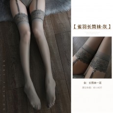 【天猫】曼烟女式性感透视蕾丝孔雀边长筒袜情趣丝袜WZ7082