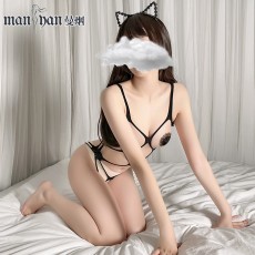 【天猫】曼烟情趣内衣性感镂空大网开裆连体衣情趣丝袜7218