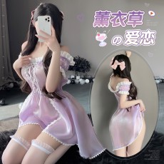 【天猫】曼烟情趣内衣性感泡泡袖俩穿一字肩抹胸花边系带女仆女佣制服8912
