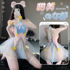 【天猫】曼烟情趣内衣性感甜俏皮美星星美少女制服柔纱透视套装9840