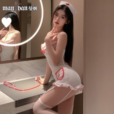 【天猫】曼烟情趣内衣女性感软萌可爱吊带露背护士制服诱惑1786