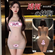 【天猫】网红风曼烟性感透视条纹抹胸包臀紧身网衣连身袜7966