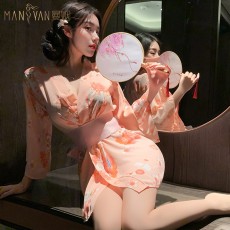 【天猫】网红风曼烟情趣内衣性感透视开襟日系和服旗袍9726
