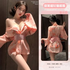 【天猫】网红风曼烟情趣内衣性感透视开襟日系和服旗袍9726