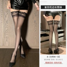 【天猫】曼烟性感透视蕾丝孔雀边长筒袜情趣丝袜WZ7082