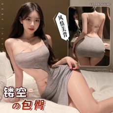 【天猫】曼烟情趣内衣女性感美背镂空抹胸OL秘书包臀睡裙连衣裙制服100074