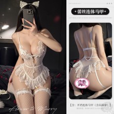 【天猫】曼烟轻奢性感蕾丝吊带紧身连体衣睡裙9839