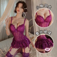 【天猫】曼烟情趣内衣女性感蕾丝聚拢钢托棉垫吊带裙束身大码马甲制服9937