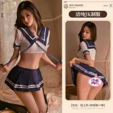 【天猫】网红风曼烟性感情趣内衣学生装成人制服诱惑水手服百褶裙套装角色扮演1620