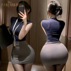 【天猫】曼烟情趣内衣女性感紧身分体纯欲系秘书职业制服包臀裙睡裙100524