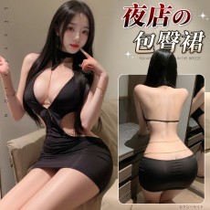 【天猫】曼烟情趣内衣女性感镂空锁链包臀裙挂脖深v美背ol秘书制服100579