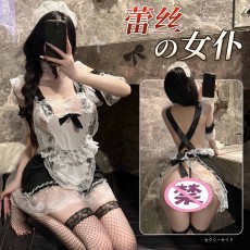 【天猫】曼烟情趣内衣女性感花边蕾丝交叉绑带睡裙系带温柔女仆制服100668