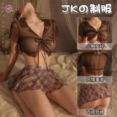 【天猫】曼烟情趣内衣女性感分体三点式透视体操服百褶裙jk校园制服100453
