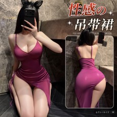 【天猫】曼烟情趣内衣女性感开衩紧身包臀吊带裙深v低领ol秘书制服100658