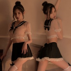 【清仓福利】曼烟情趣内衣女性感分体式透视蕾丝花边纯欲日系方领jk制服1868